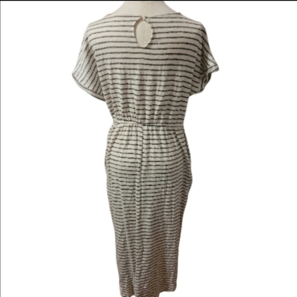 Listicle Terry Keyhole Lounge Dress In Gray White Stripes Size Large - Picture 2 of 12